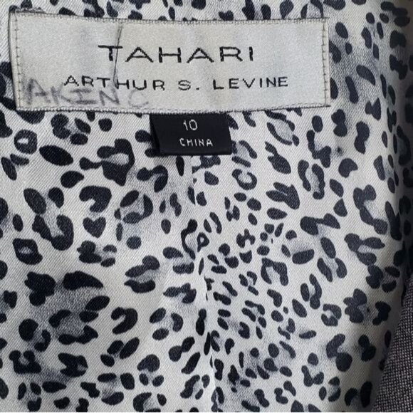 TAHARI Womens Blazer SZ 10 Gray Double Breasted Animal Lined Academia Office - Picture 6 of 11